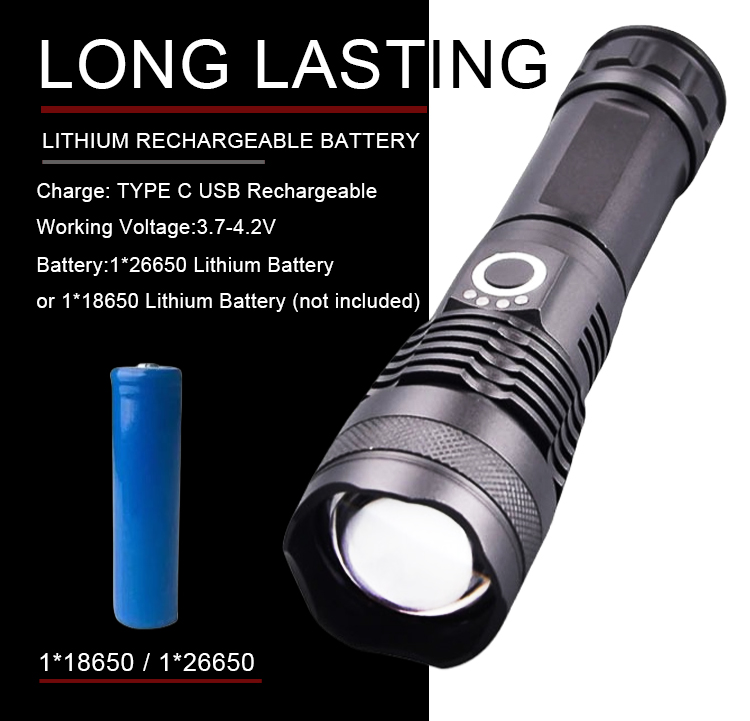 LED Rechargeable Flashlights High Lumens, 1500 Lumens Super Bright Tactical Flashlight Powerful Flash Light with 5 Modes, 12H Running Time, IP44 Waterproof Flashlight for Home Emergency